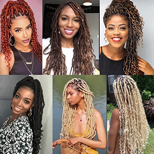Leeven 24 Inch Goddess New Faux Locs Crochet Hair 2 Packs Long Soft Locs Crochet Braids Hair With Curly Ends Natural Black Synthetic Bohemian Locs Braiding Hair for Women 12 Strands/Pack 1B# - Image 5