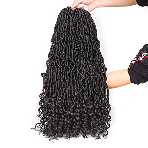 Leeven 24 Inch Goddess New Faux Locs Crochet Hair 2 Packs Long Soft Locs Crochet Braids Hair With Curly Ends Natural Black Synthetic Bohemian Locs Braiding Hair for Women 12 Strands/Pack 1B# - Image 2