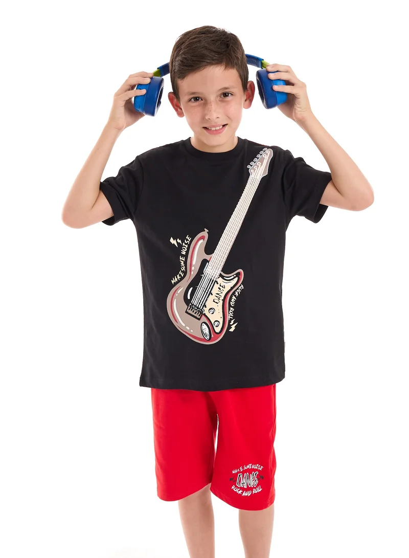 victor and jane Victor and Jane Boys 2-Piece Set: T-Shirt & short Black & Red