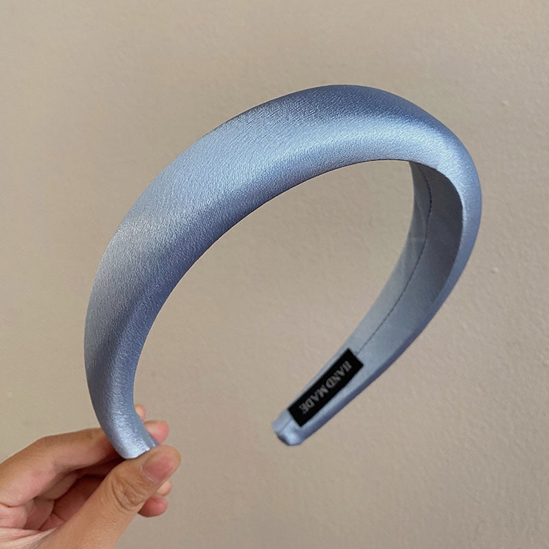 Generic Korean Satin Colorful Slim Sponge Headband Blue 3cm pearlescent headband 