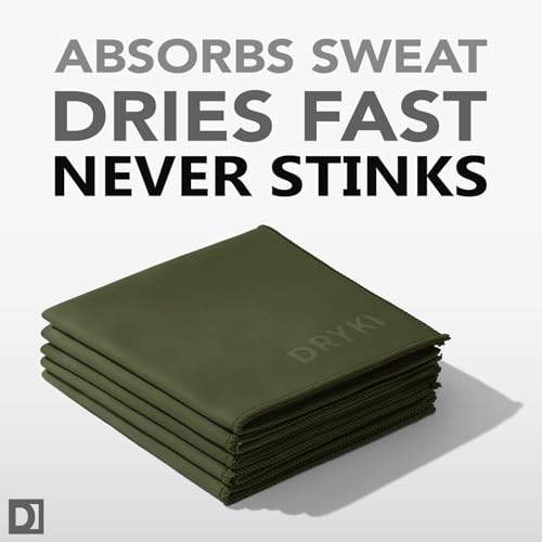DRYKI Sweat Absorbing Handkerchiefs - The Original Pocket-Sized Sweat Towels - Quick-Dry Microfiber Sweat Rags for Face, Hands, & Body - Men & Women - Gym, Sports, and Work (Green: 5 Pack) - Image 3