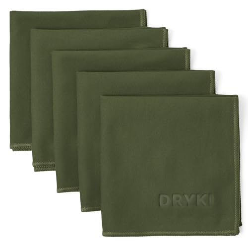 DRYKI Sweat Absorbing Handkerchiefs - The Original Pocket-Sized Sweat Towels - Quick-Dry Microfiber Sweat Rags for Face, Hands, & Body - Men & Women - Gym, Sports, and Work (Green: 5 Pack) - Image 1