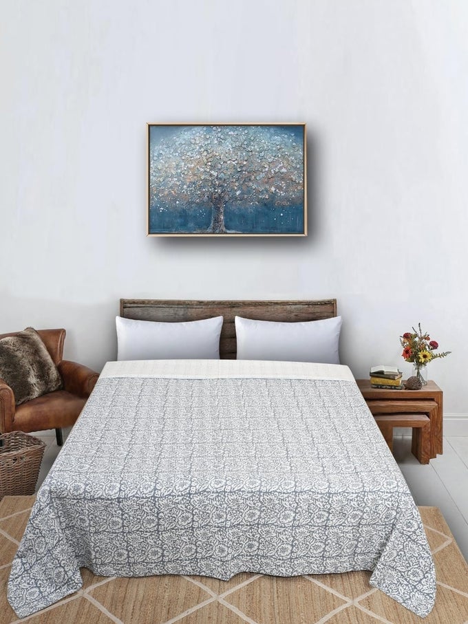 HANDICRAFT COTTON HAND EMBROIDERY KANTHA QUILT KANTHA BED COVER HANDMADE KANTHA BEDSPREAD KANTHA BLANKET THROW21 KING
