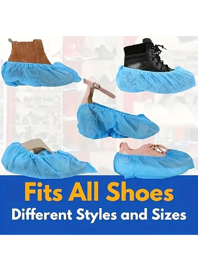 Blue 100Pcs Disposable Shoe Covers For Cleaning Travel Hotel Hygiene - Image 2