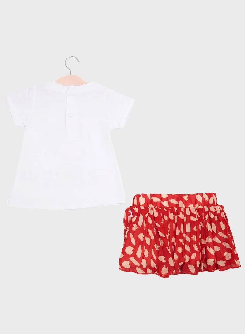 Babybol Infant Printed T-Shirt & Skirt Set