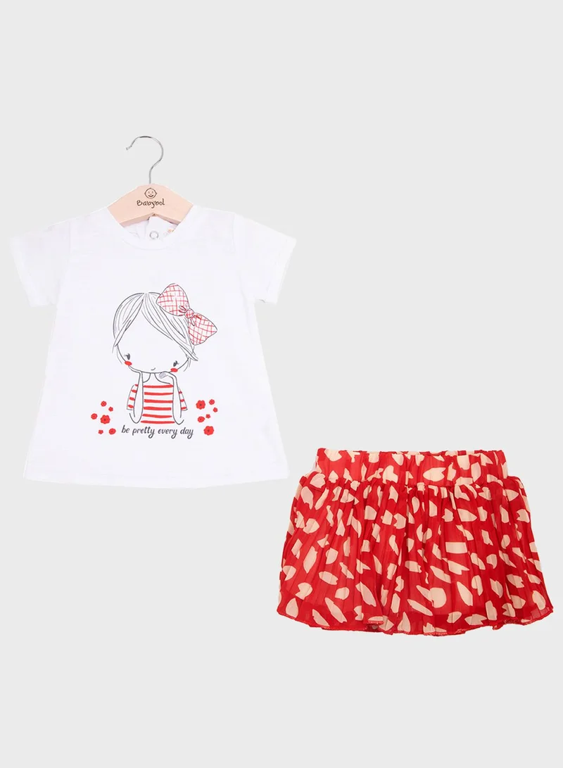 Babybol Infant Printed T-Shirt & Skirt Set