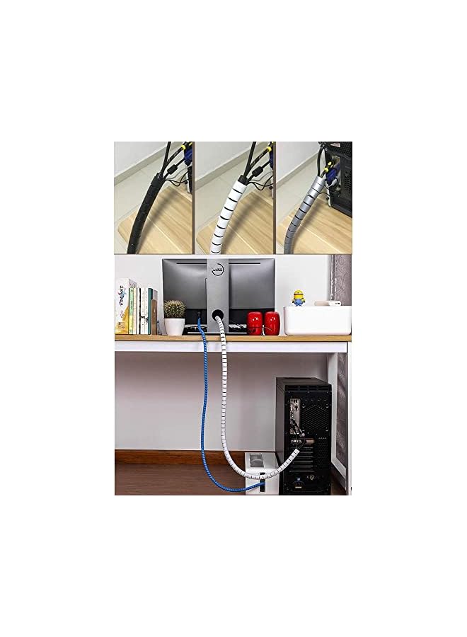 promass 5M Spiral Wrap Cable Tube Cutable Flexible Cable Tidy Tube Cord Protector Cable Organizer for TV PC Wire Manage and Organize (22mm, Black) - Image 2