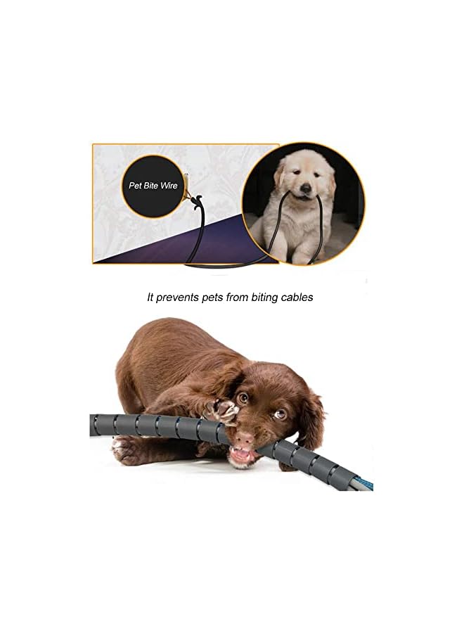 promass 5M Spiral Wrap Cable Tube Cutable Flexible Cable Tidy Tube Cord Protector Cable Organizer for TV PC Wire Manage and Organize (22mm, Black) - Image 4