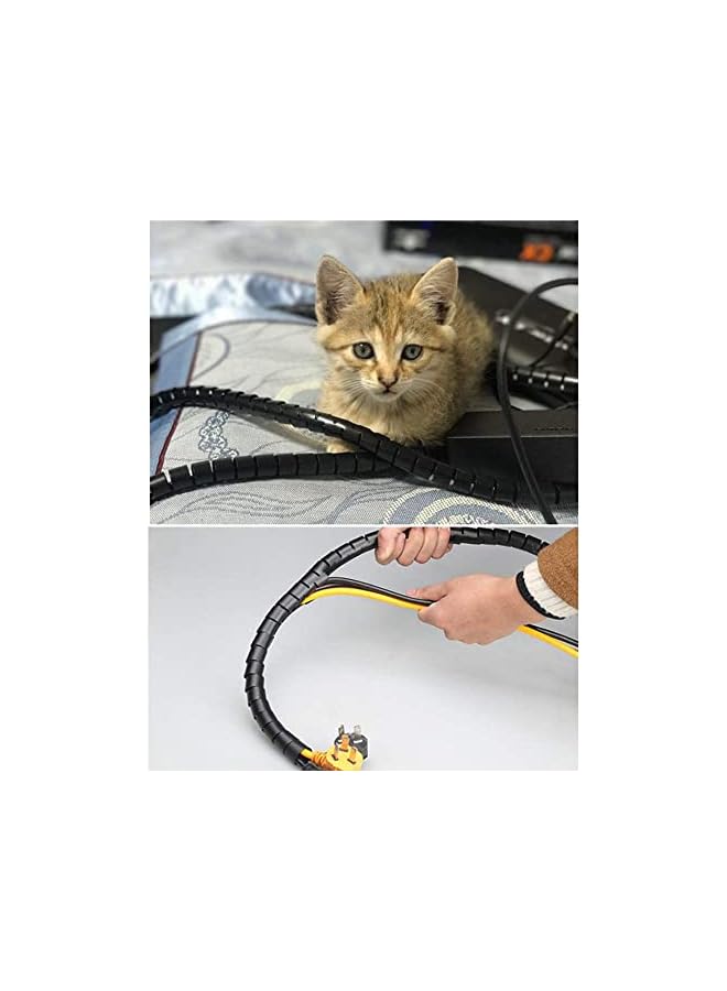 promass 5M Spiral Wrap Cable Tube Cutable Flexible Cable Tidy Tube Cord Protector Cable Organizer for TV PC Wire Manage and Organize (22mm, Black) - Image 5