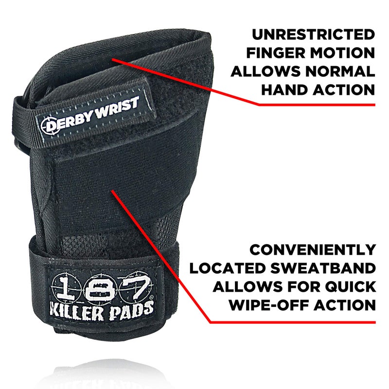 187 كيلر بادز 187 Killer Pads Derby واقي المعصم أسود كبير - Image 4