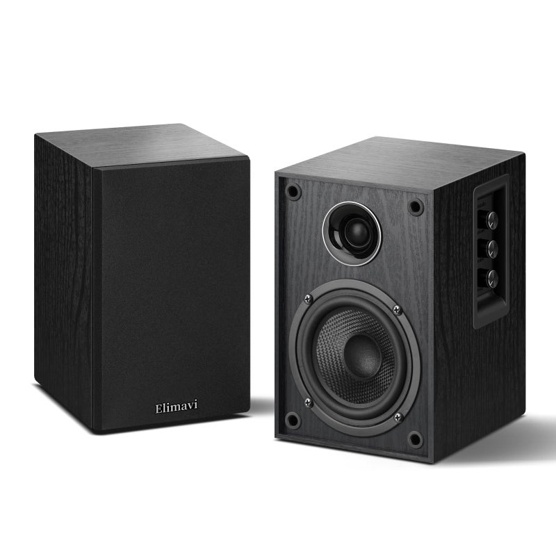 Elimavi Powered Bookshelf Speakers, 40W X 2 Record Player Speakers with 4 Inch Woofer and a 1" Silk Dome Tweeter, BT5.3/RCA/USB-C Audio Input for PC and TVs, Black - Image 1
