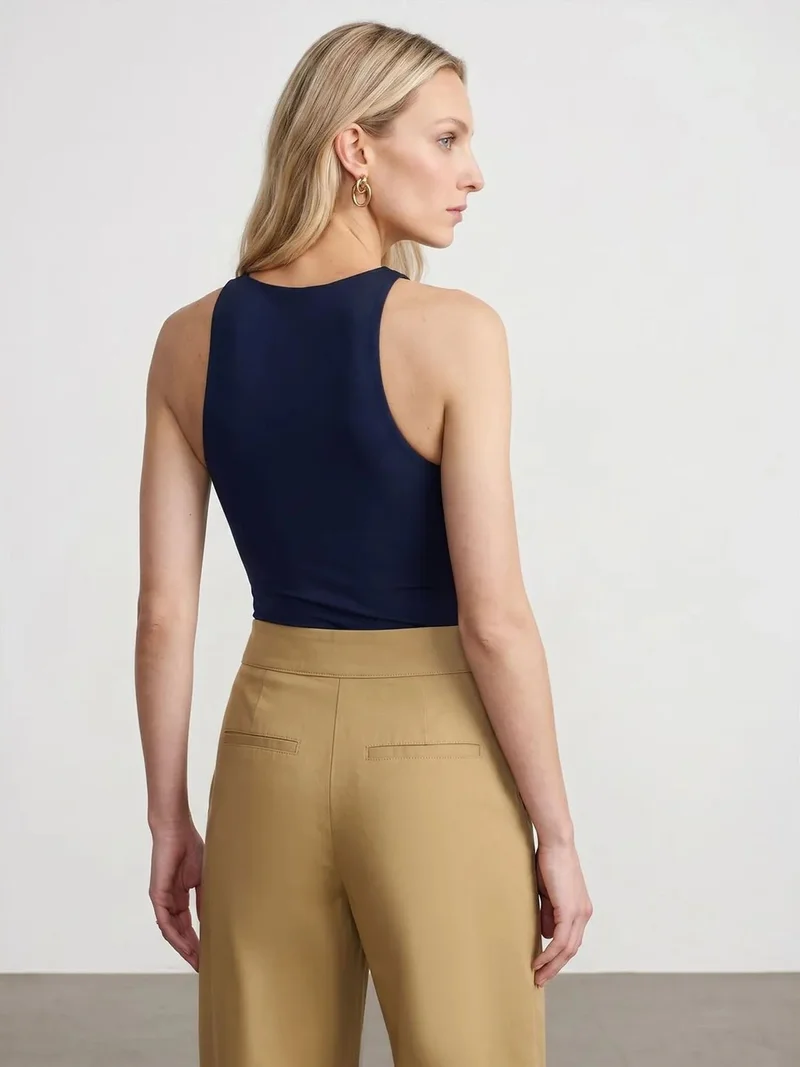 ديلفين DILVIN Slim-Fit Halter Neck Jersey Bodysuit