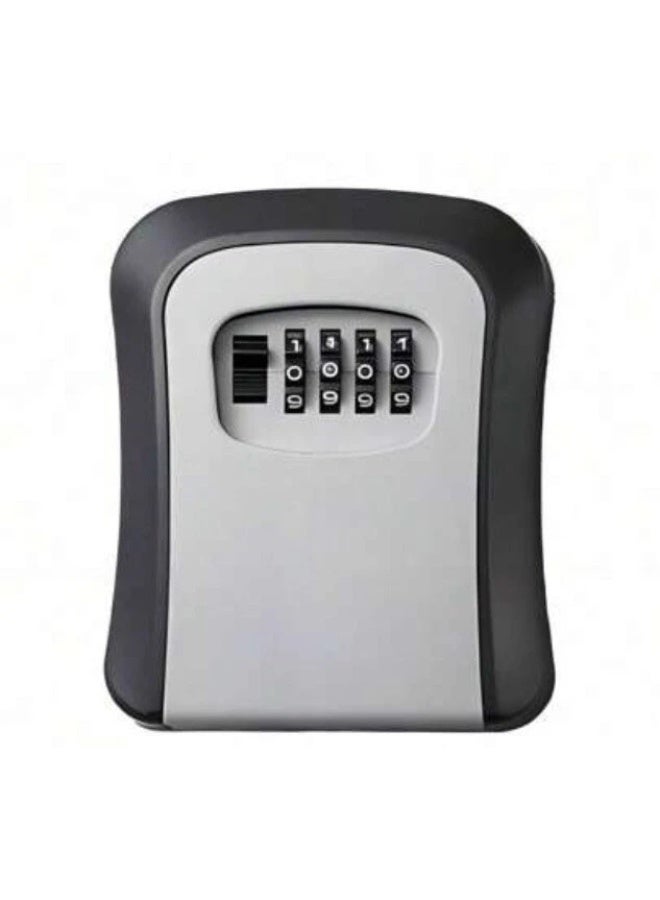 Key Lock 4 Digit Combination Code Key Safe Box indoor Outdoor Wall Mounted Black Grey - Image 1
