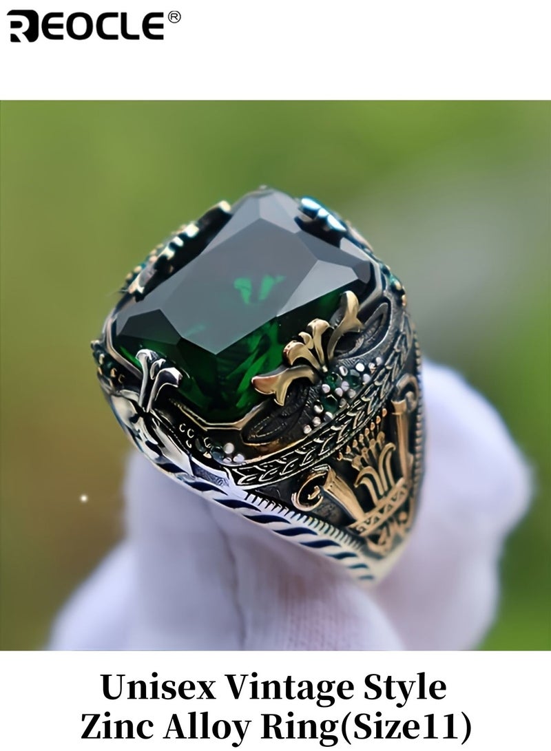 REOCLE Unisex Vintage Style Zinc Alloy Ring with Synthetic Two Tone Faux Gemstone Retro Domineering Design Luxury Jewelry Suitable for Banquet Party Daily Wear Special Occasions Durable Stylish for Men for Women for Adults (Size 11) - Image 1