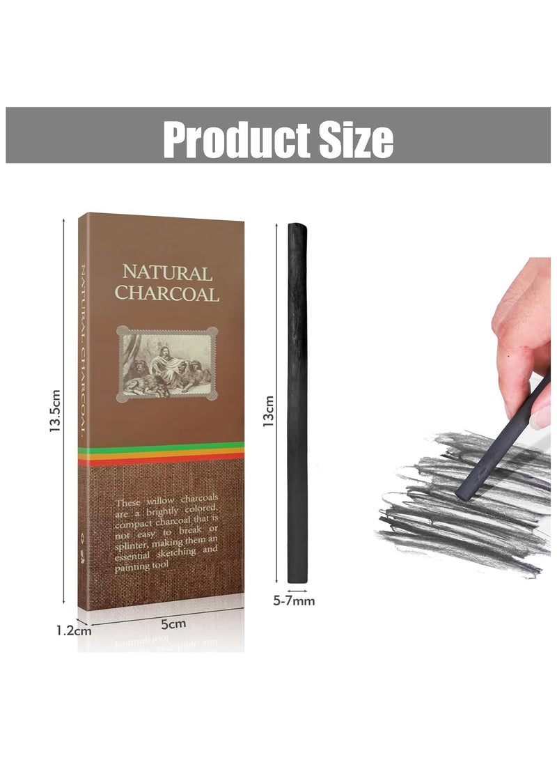 CMGTYYD. 20 قطعة من أعواد الفحم، فحم الصفصاف الأسود 5-7 مم، أدوات رسم أقلام فحم للفنانين والطلاب والهواة - Image 2