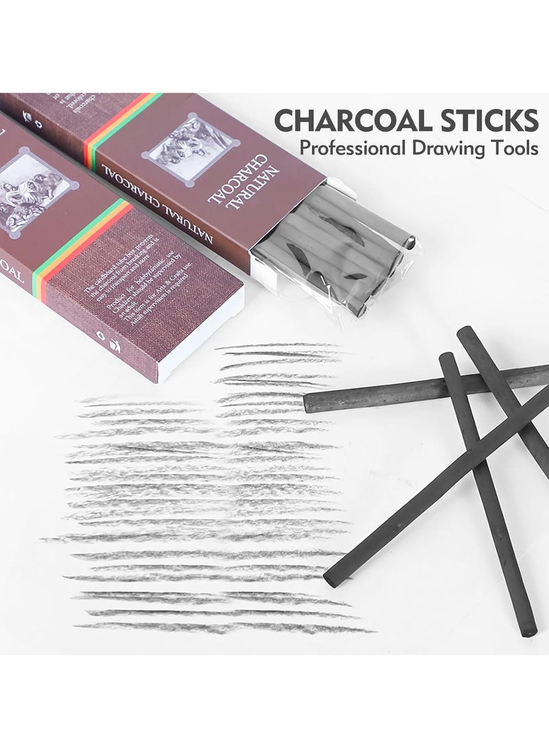 CMGTYYD. 20 قطعة من أعواد الفحم، فحم الصفصاف الأسود 5-7 مم، أدوات رسم أقلام فحم للفنانين والطلاب والهواة - Image 5