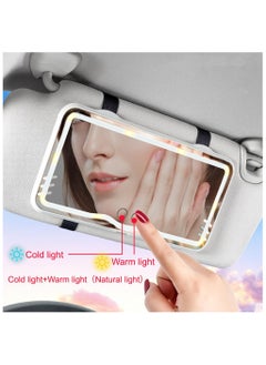 SYOSI Car Sun Visor Vanity Mirror, Rechargeable Car Vanity Makeup Mirror with 3 Light Modes & Dimmable Touch Screen, Shading Universal Travel Cosmetic Mirror for Women Car Truck SUV (White)  - Image 2