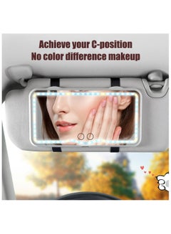 SYOSI Car Sun Visor Vanity Mirror, Rechargeable Car Vanity Makeup Mirror with 3 Light Modes & Dimmable Touch Screen, Shading Universal Travel Cosmetic Mirror for Women Car Truck SUV (White)  - Image 3