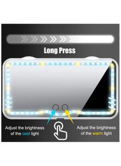 SYOSI Car Sun Visor Vanity Mirror, Rechargeable Car Vanity Makeup Mirror with 3 Light Modes & Dimmable Touch Screen, Shading Universal Travel Cosmetic Mirror for Women Car Truck SUV (White)  - Image 5
