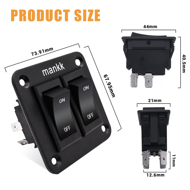 mankk On-Off Switch 12V 20A 4 Pins DPST Rocker Switch Panel RV Light Switch For RV Trailers Camper Boats KCD2-7-201-B2-DZ - Image 2
