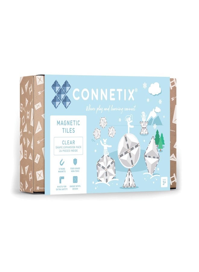 CONNETIX Magnetic Tiles Clear Shape Expansion Pack, 24 Pieces - Image 1