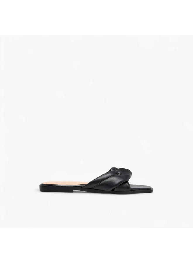 Flora Bella By Shoexpress Women Solid Knot Detail Slip-On Flat Sandals