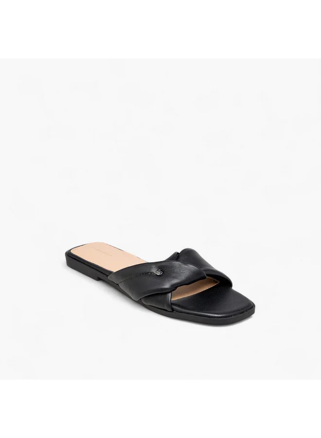 Flora Bella By Shoexpress Women Solid Knot Detail Slip-On Flat Sandals