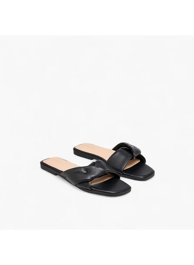 Flora Bella By Shoexpress Women Solid Knot Detail Slip-On Flat Sandals