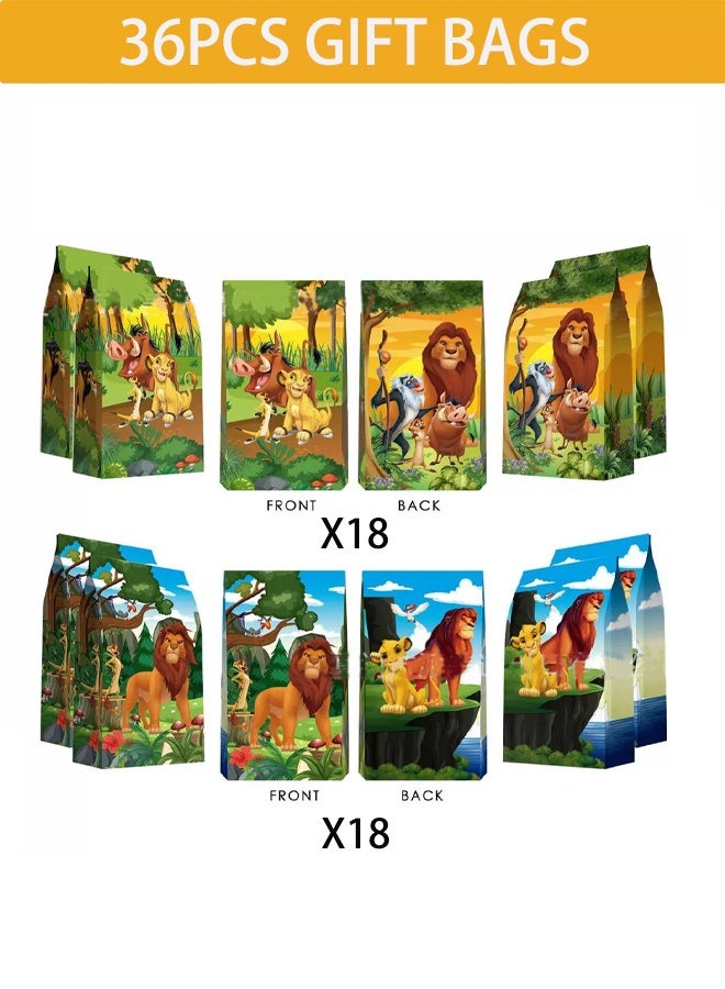 Lion Gift Bags, Pack of 36 Paper Bags with the Lion Print, Paper Bags Children's Birthday, Paper Gift Bags, for Packaging Gifts, Children's Birthday, Party Sweets - Image 3