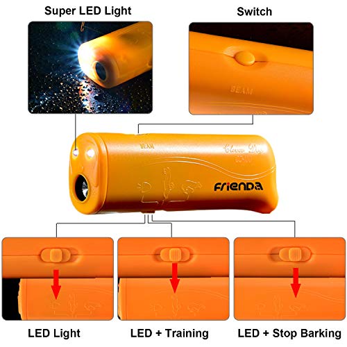 Frienda LED Ultrasonic Dog Trainer Device 3 in 1 Stop Barking Stop Bark Handheld Dog Training Device (Yellow) - Image 2