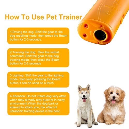 Frienda LED Ultrasonic Dog Trainer Device 3 in 1 Stop Barking Stop Bark Handheld Dog Training Device (Yellow) - Image 5