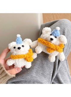 Airpods 4 Headphone Protective Case Cartoon Plush Doll For Apple1/2/3 Gen Pro Wireless Bluetooth Soft-Color:Plush Soft Shell-White Scarf Bear-Model:Airpods Pro/Pro2 Universal (protective Sleeve)