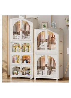 Generic Portable Kids Closet Foldable Combination Wardrobe Baby Children's Clothes Toys Storage Cabinet Plastic Free Installation Snack Cabinet(1 Tall+3 Low)  - Image 3