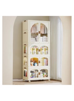 Generic Portable Kids Closet Foldable Combination Wardrobe Baby Children's Clothes Toys Storage Cabinet Plastic Free Installation Snack Cabinet(1 Tall+3 Low)  - Image 2