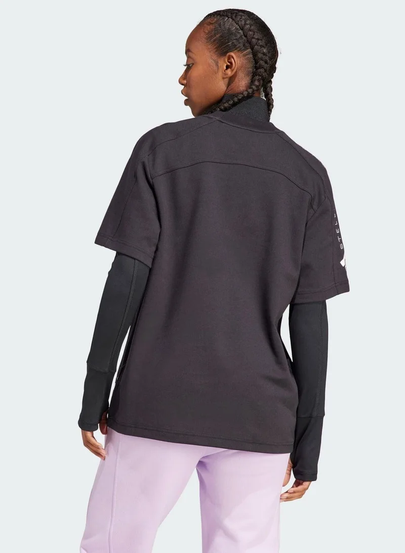 اديداس تيشيرت أس إم سي بشعار أسود نسائي