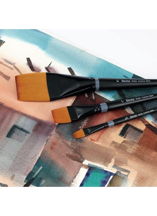 Creative Mark - Beste Golden Taklon Hair Brushes Watercolor Paint Brushes For Acrylic Watercolor Water Soluble Oil And Any Wet Paint Dagger Striper 1/2" - Image 1