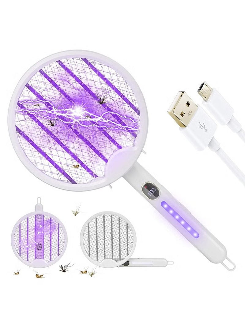 نكومي مضرب كهربائي لقتل الحشرات، مضرب يدوي لقتل الذباب مزود بشاشة LED، قاتل للبعوض مع قاعدة طاولة وبطارية قابلة لإعادة الشحن  - Image 1