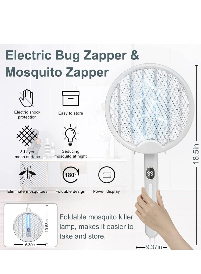 نكومي مضرب كهربائي لقتل الحشرات، مضرب يدوي لقتل الذباب مزود بشاشة LED، قاتل للبعوض مع قاعدة طاولة وبطارية قابلة لإعادة الشحن  - Image 3