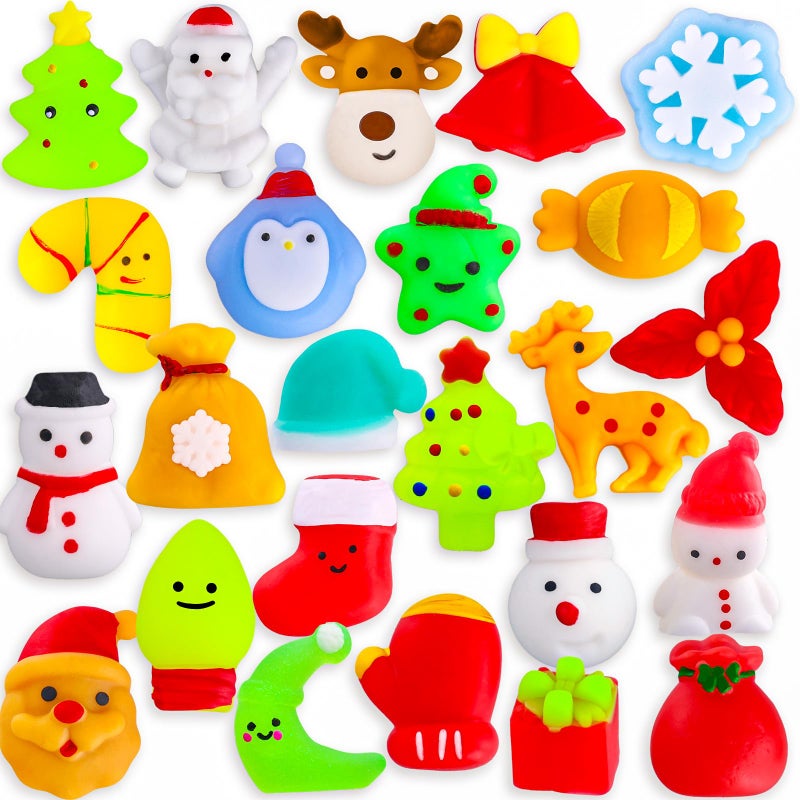 MGparty 24Pcs Christmas Squishies Toys Mochi Squishies Toys Bulk Party Favor for Kids Christmas Stocking Stuffers Goodie Bag Filler Bulk - Image 3