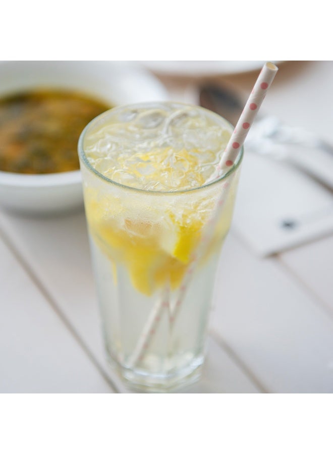 Restaurantware 7.8 Inch Paper Straws For Drinking, 100 Sturdy Eco-Friendly Paper Straws - Premium Polka Dot Design, Pink Paper DurablePaper Straws, Vibrant Colors, For Cold Drinks - Image 3