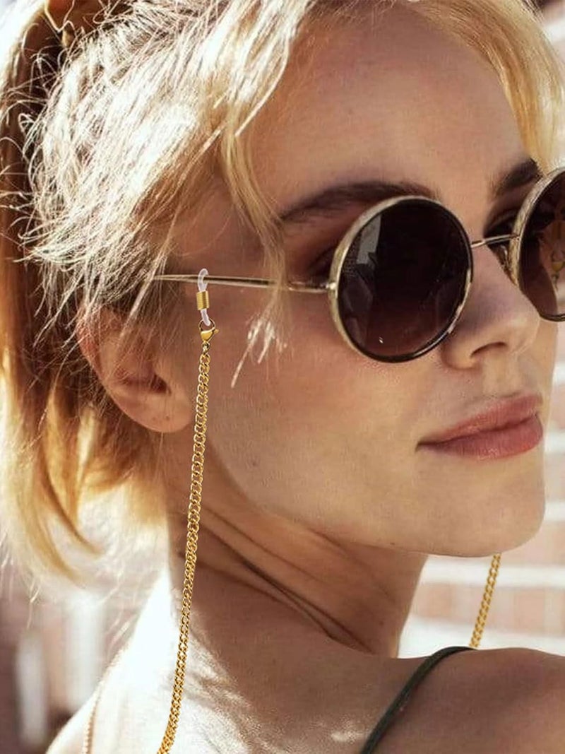 ChainsPro Glasses Chain, Eyeglass Strap For Women Sunglasses - Gold Plated/Stainless Steel/Black Eyeglasses Chain - Image 3