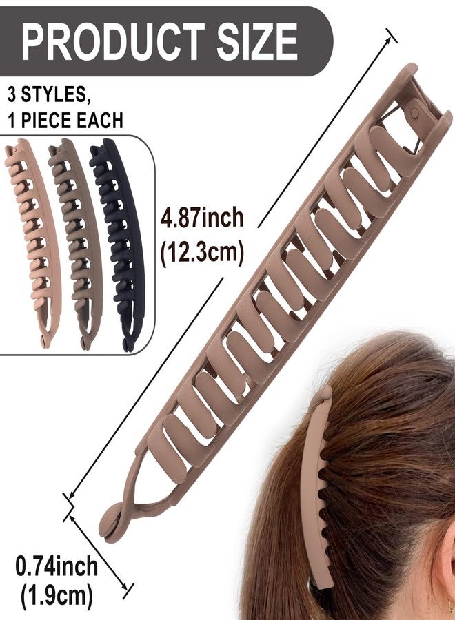Indusoire 3 مشابك شعر على شكل موزة، مشابك شعر للنساء، حامل مشط أنيق للشعر الطويل والمجعد والمستقيم، دبابيس شعر بطول 13 سم لتصفيف الشعر اليومي والمناسبات الخاصة - Image 2