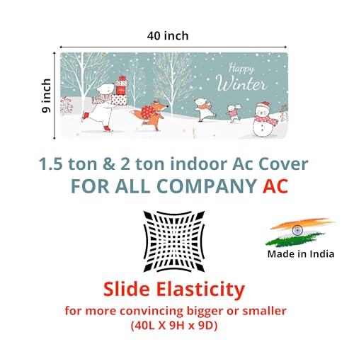 Da Anushi Polyester Printed Split Ac Cover Indoor Unit For 1.5 Ton Capacity AC, Inner Unit Ac Cover, All Weather Cover/Attractive Digital Prints/Dustproof/Water Resistant Split Ac Cover (Happy Winter) - Image 3