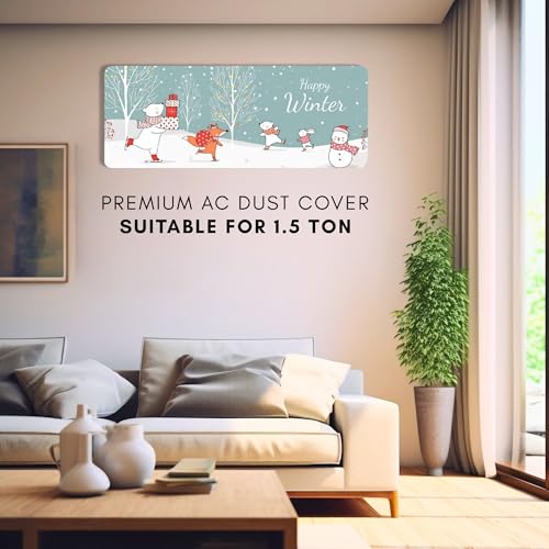 Da Anushi Polyester Printed Split Ac Cover Indoor Unit For 1.5 Ton Capacity AC, Inner Unit Ac Cover, All Weather Cover/Attractive Digital Prints/Dustproof/Water Resistant Split Ac Cover (Happy Winter) - Image 4