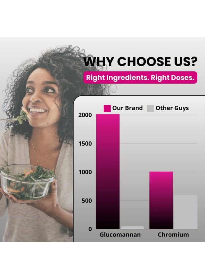 UNALTERED مثبط الشهية للنساء - يساعد في إدارة الرغبات، يعزز الشعور بالشبع، ويدعم فقدان الوزن - مكمل غذائي طبيعي مع الكروم بيكولينات وغلومكانان - 120 كبسولة نباتية - Image 3