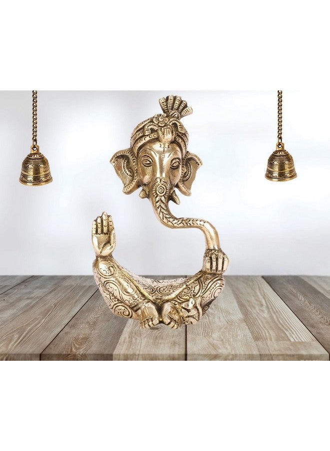 TAPAS HOMES TAPAS HOMES Brass Pagadi Ganesh Trunk Abstract Ganesha Bhagwan Idol Sitting Posture Ganpati Murti for Home Entrance Décor Diwali Marriage Gift Vastu Decoration 7 Inches - Image 1
