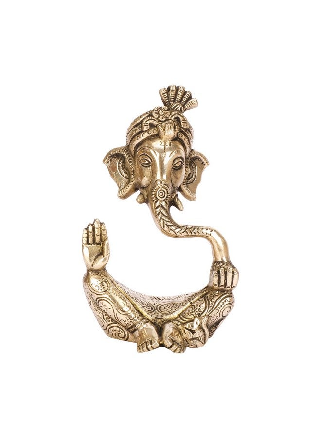 TAPAS HOMES TAPAS HOMES Brass Pagadi Ganesh Trunk Abstract Ganesha Bhagwan Idol Sitting Posture Ganpati Murti for Home Entrance Décor Diwali Marriage Gift Vastu Decoration 7 Inches - Image 4