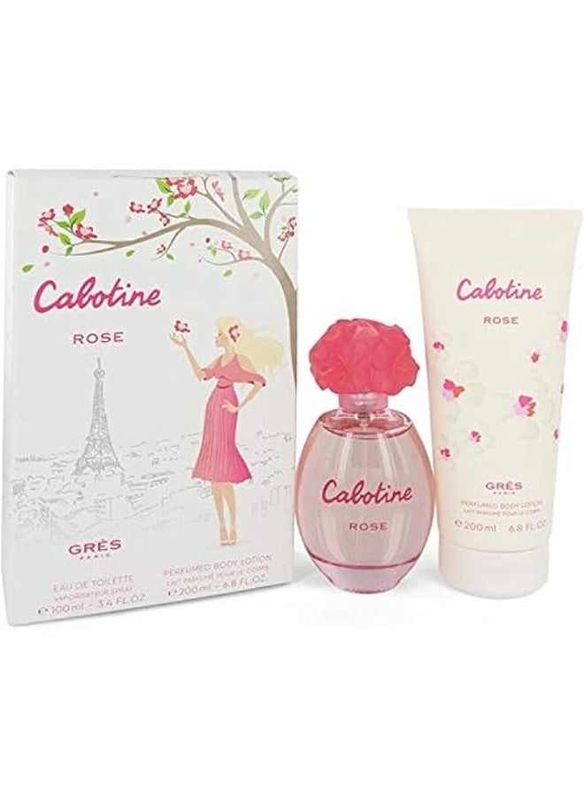 مجموعة كابوتين روز للنساء - عطر أو دو تواليت 100 مل + لوشن معطر للجسم 200 مل