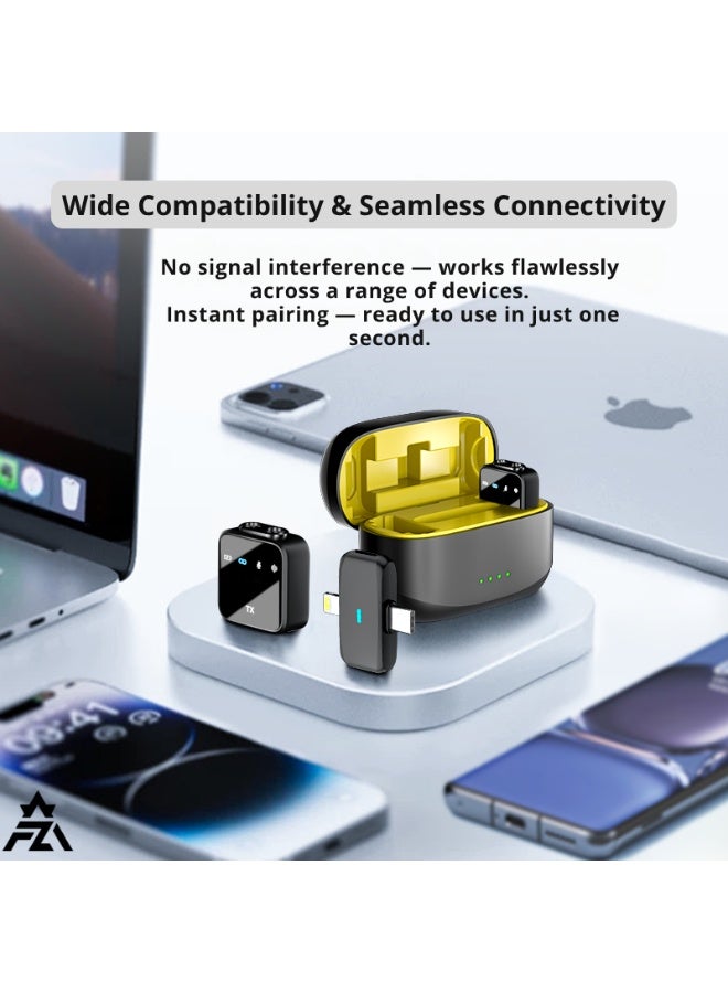 Mini Lavalier Wireless Microphone for iPhone & Type-C | Clip-On Mic with Noise Cancellation, Omnidirectional, Lightweight, for Podcast, Singing, Interview, YouTube, TikTok - Image 3