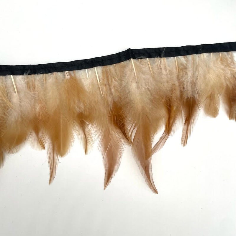 Shekyeon 2yards Rooster Hackle Feather Trim Fringe for DIY Clothing Craft Dress Decoration(Natural 4) - Image 3